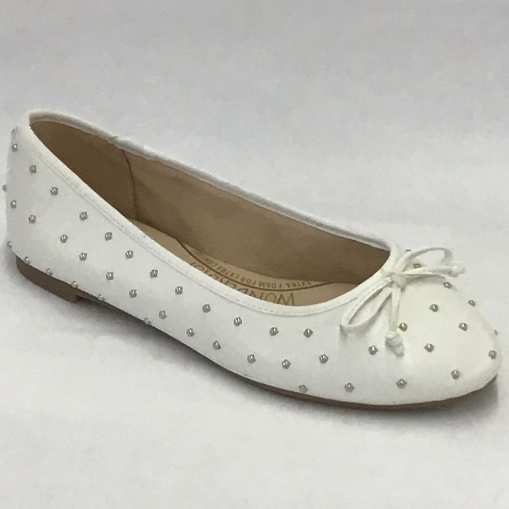 Sam Edelman Fanley Studded Leather Ballet Flats Christie White Womens Size 5.5 M